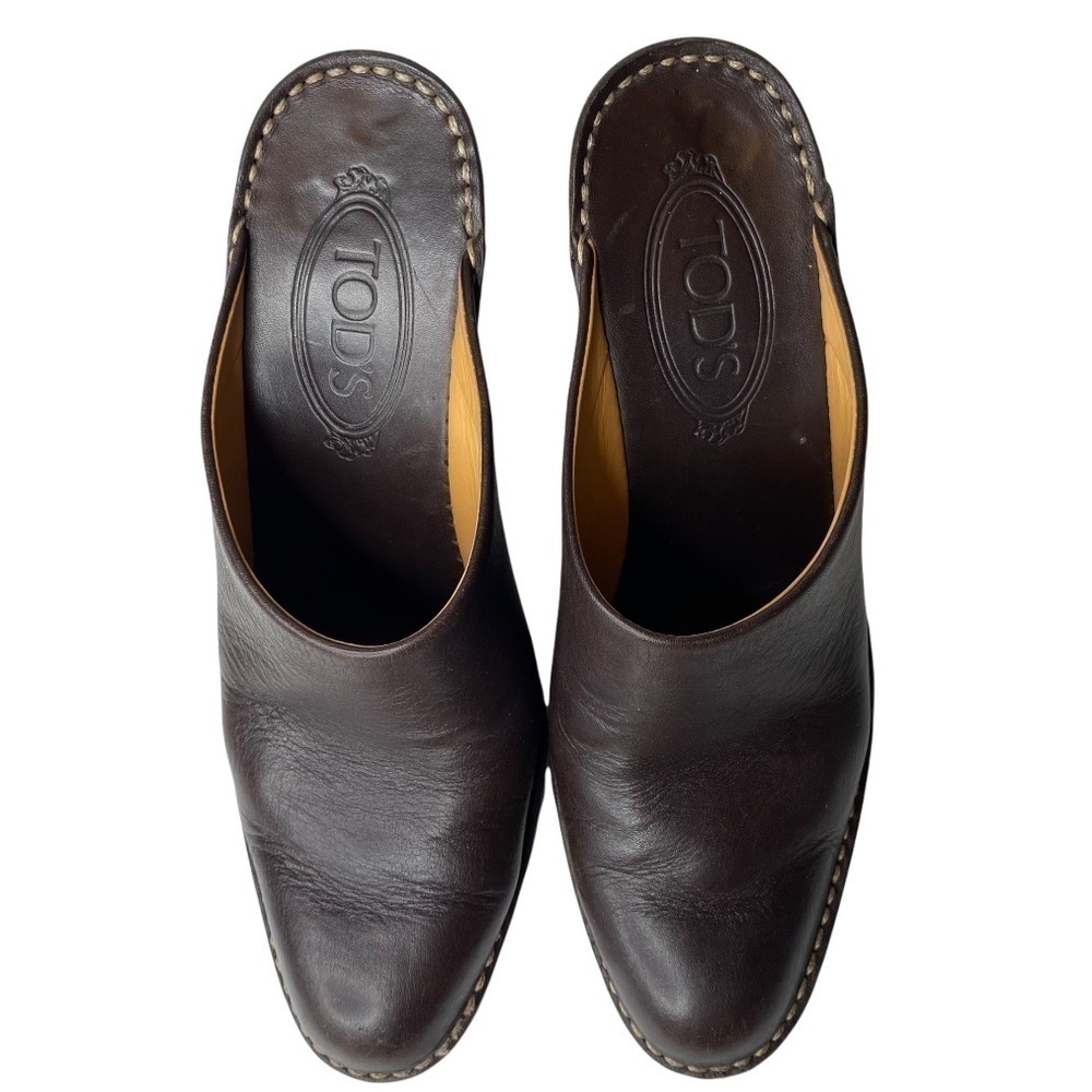 Tod’s Brown Leather Heel Mules. Size 37 1/2 - Picture 8 of 11
